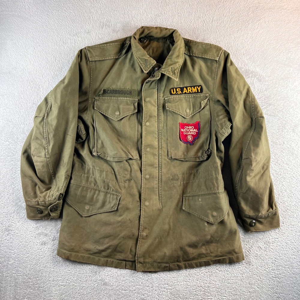 VTG US Army M-51 OG-107 Cotton Sateen Field Jacket Mens M Ohio National Guard